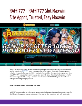 RAFFI777 - RAFFI777 Slot Maxwin Site Agent, Trusted, Easy Maxwin