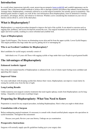 A Beginner's Guide to Comprehending Blepharoplasty