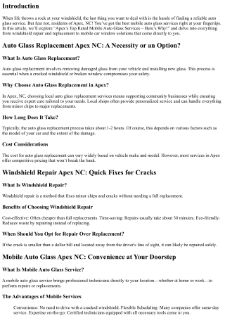 **“Apex’s Top Rated Mobile Auto Glass Services – Here’s Why!”**