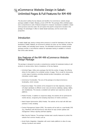 eCommerce Website Design in Sabah_ Unlimited Pages & Full Features for RM 499