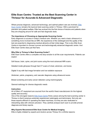 Elite Scan Centre_ Trusted as the Best Scanning Center in Thrissur for Accurate & Advanced Diagnostics