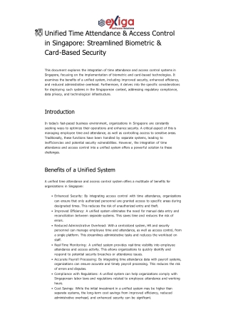 Unified Time Attendance & Access Control in Singapore_ Streamlined Biometric & Card-Based Security