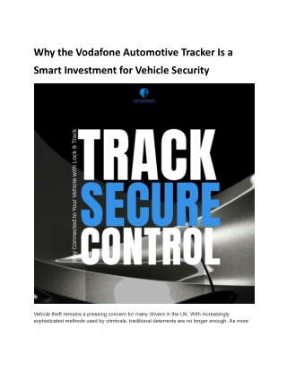 Vodafone Automotive Tracker for Safer Vehicle Security