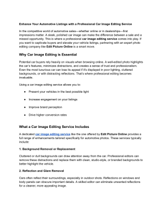 Enhance Your Automotive Listings with a Professional Car Image Editing Service