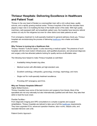 Thrissur Hospitals_ Delivering Excellence in Healthcare and Patient Trust