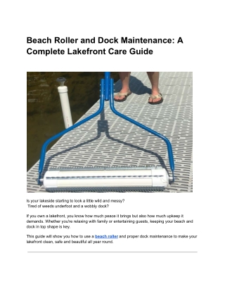 Beach Roller Guide & Dock Maintenance Tips for Clean Lakefronts