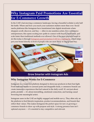 Why Instagram Paid Promotions Are Essential for E-Commerce Growth