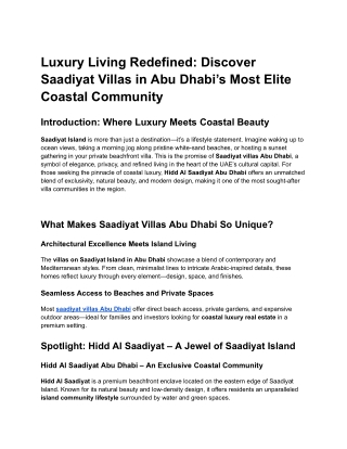Luxury Living Redefined_ Discover Saadiyat Villas in Abu Dhabi’s Most Elite Coastal Community