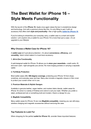 The Best Wallet for iPhone 16 – Style Meets Functionality