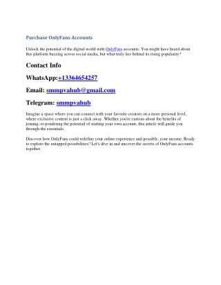 Buy OnlyFans Accounts