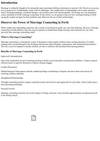 Discover the Power of Marriage Counseling in Perth
