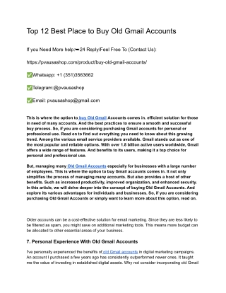 Top 12 Best Place to Buy Old Gmail Accounts