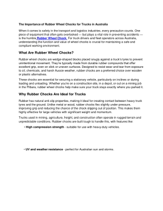 The Importance of Rubber Wheel Chocks for Trucks in Australia
