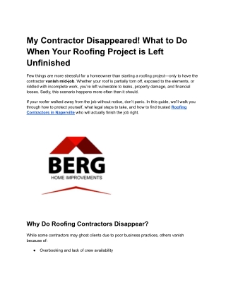 My Contractor Disappeared