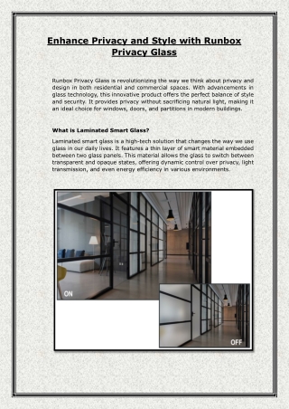 Enhance Privacy and Style with Runbox Privacy Glass
