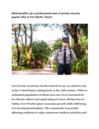 What benefits can a professional team of private security guards offer in Fort Worth, Texas