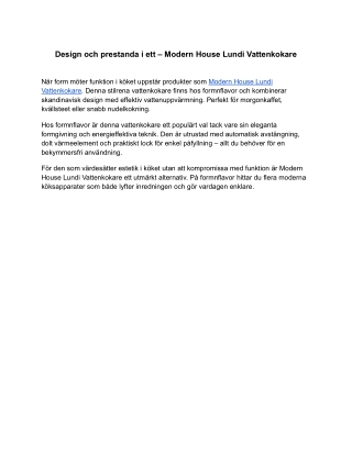 Design och prestanda i ett – Modern House Lundi Vattenkokare