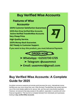 Buy Verified Wise Accounts