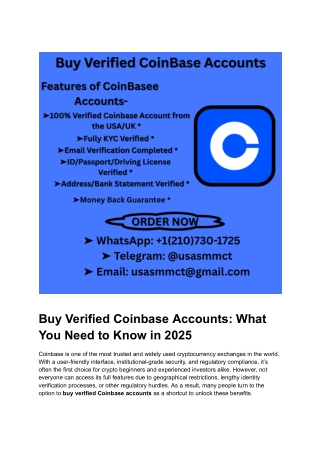 Buy Verified CoinBase Accounts