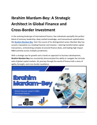 Ibrahim Mardam-Bey: A Global Force in Finance and Investment
