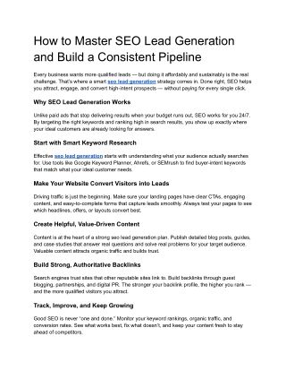 SEO Lead Generation