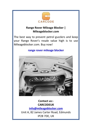 Range Rover Mileage Blocker  Mileageblocker.com