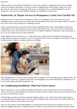 Trustworthy AC Repair Services in Montgomery County You Can Rely On