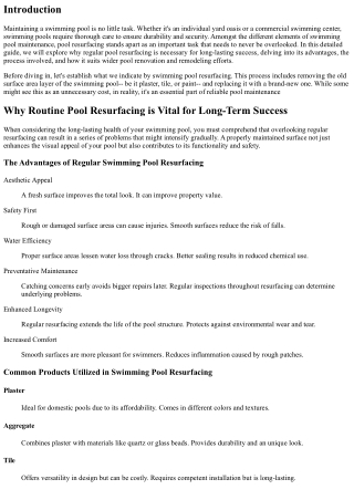 Why Routine Swimming Pool Resurfacing is Necessary for Long-Term Success