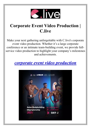 Corporate Event Video Production | C.live