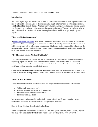 medical certificate online free