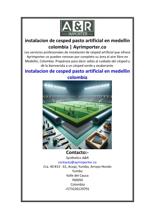 instalacion de cesped pasto artificial en medellin colombia Ayrimporter.co.
