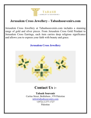 Jerusalem Cross Jewellery - Tabashsouvenirs.com