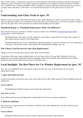 **“Local Spotlight: The Best Places for Car Window Replacement in Apex, NC”**