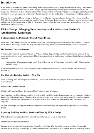 PF&A Design: Merging Functionality and Aesthetics in Norfolk's Architectural Lan