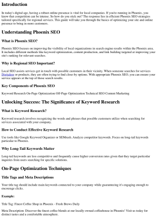 Unlocking Success: The Ultimate Guide to Phoenix SEO Techniques for Regional Ser