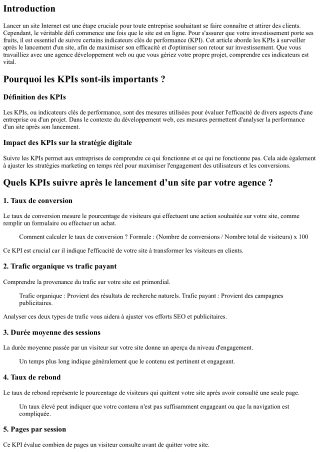 Quels KPIs suivre après le lancement d’un site par votre agence ?