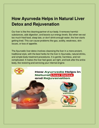 Ayurveda Liver Detox and Natural Liver Care in Panchkula