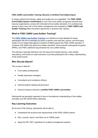 fssc 22000 lead auditor training
