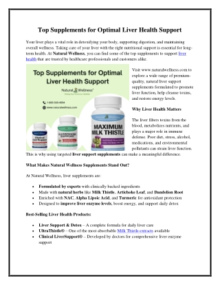 Top Supplements for Optimal Liver Health Support