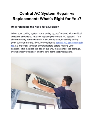 Central AC System Repair vs Replacement_ What’s Right for You