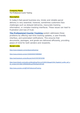 The Professional Courier Tracking