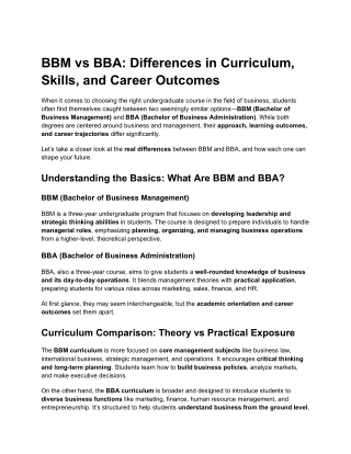 BBM vs BBA_ Differences in Curriculum, Skills, and Career Outcomes