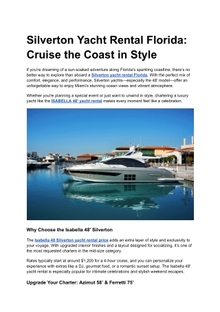 Silverton Yacht Rental Florida_ Cruise the Coast in Style