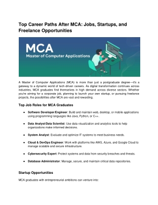 Top Career Paths After MCA_ Jobs, Startups, and Freelance Opportunities