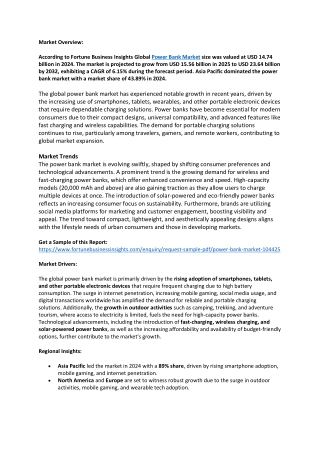 Power Bank Market Overview, Growth Opportunities, 2032