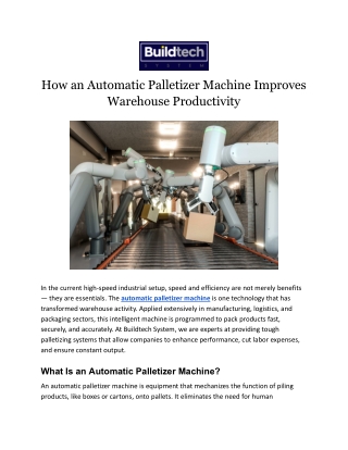 How an Automatic Palletizer Machine Improves Warehouse Productivity