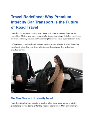 Premium Intercity Car Transport Service