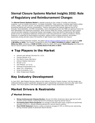 Sternal Closure Systems Market Size by Technology Adoption and Forecast to 2032