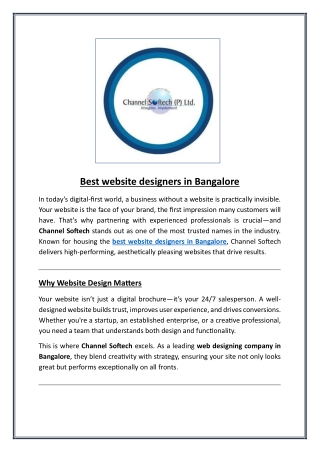 Best website designers in Bangalore.
