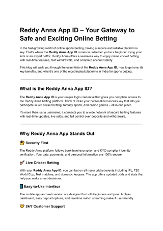 Reddy Anna App ID – Your Gateway to Safe and Exciting Online Betting